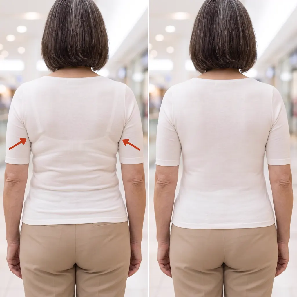 The same back in a T-shirt, before and after